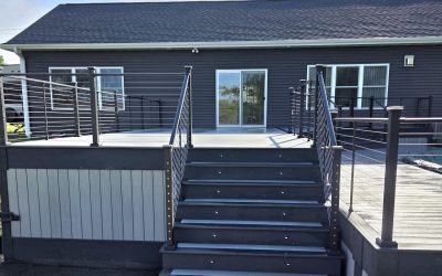 Custom Pool Deck Project in Pardeeville Featuring Modern Lighting and Cable Railings